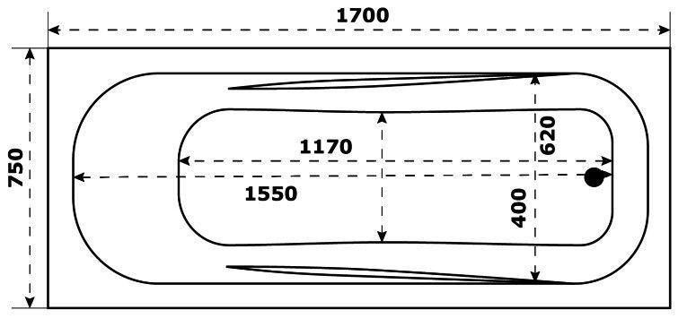 Акриловая ванна BAS Толедо 170x75