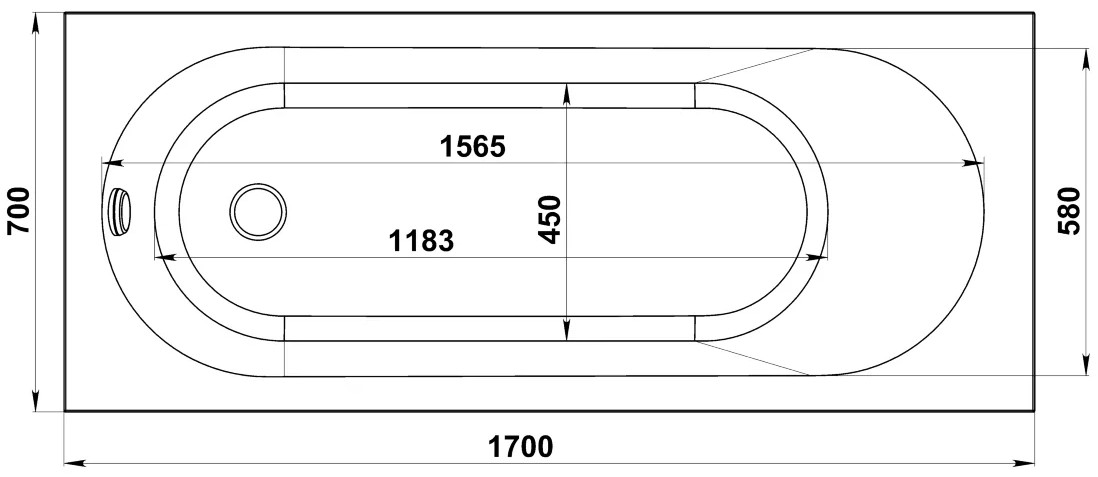 Мраморная ванна BAS Марбея 170x70, ВА00036