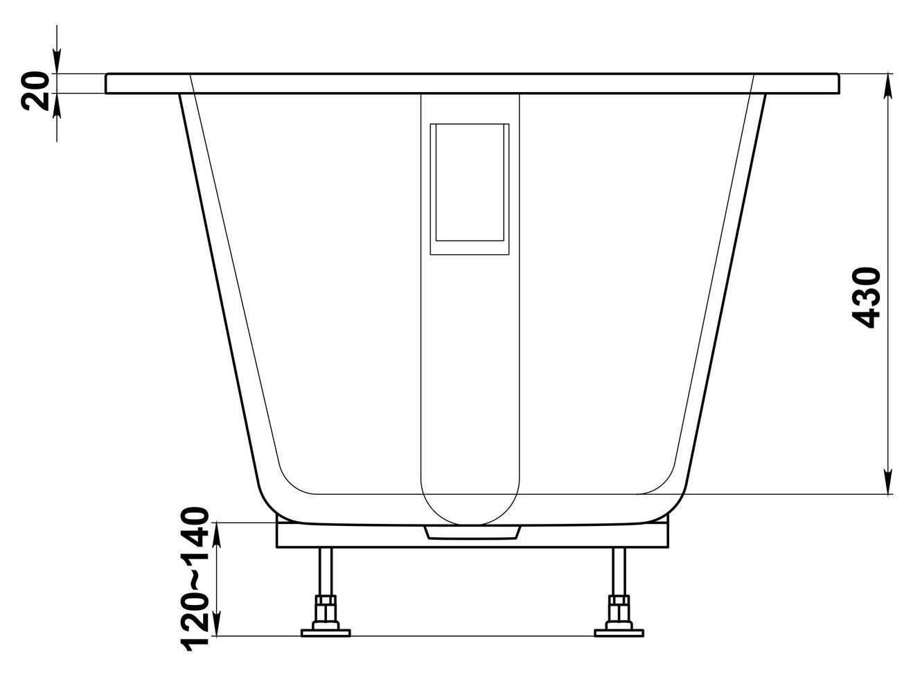 Мраморная ванна BAS Марбея 170x75