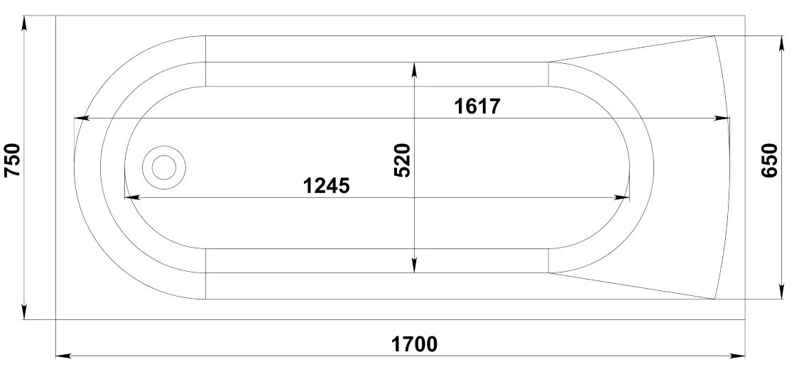 Мраморная ванна BAS Афина Solid Surface 170x75