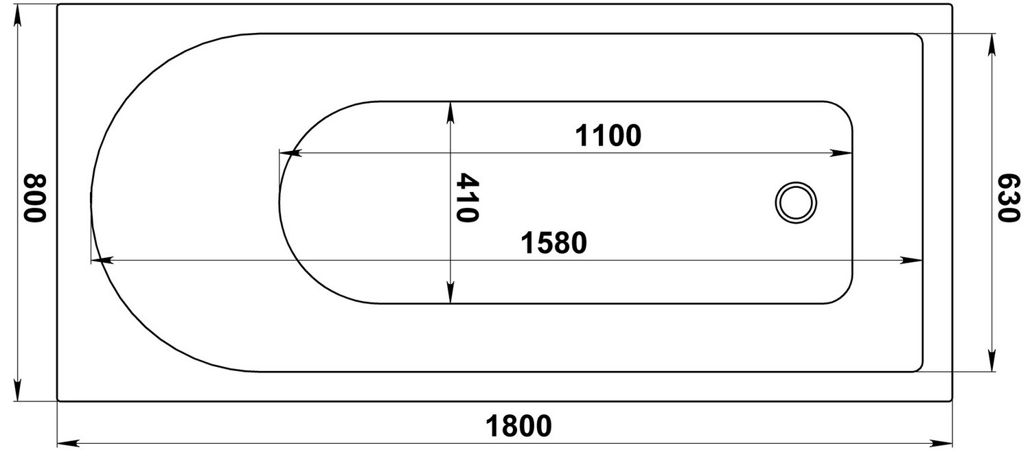 Мраморная ванна BAS Канди 180x80, ВА00057