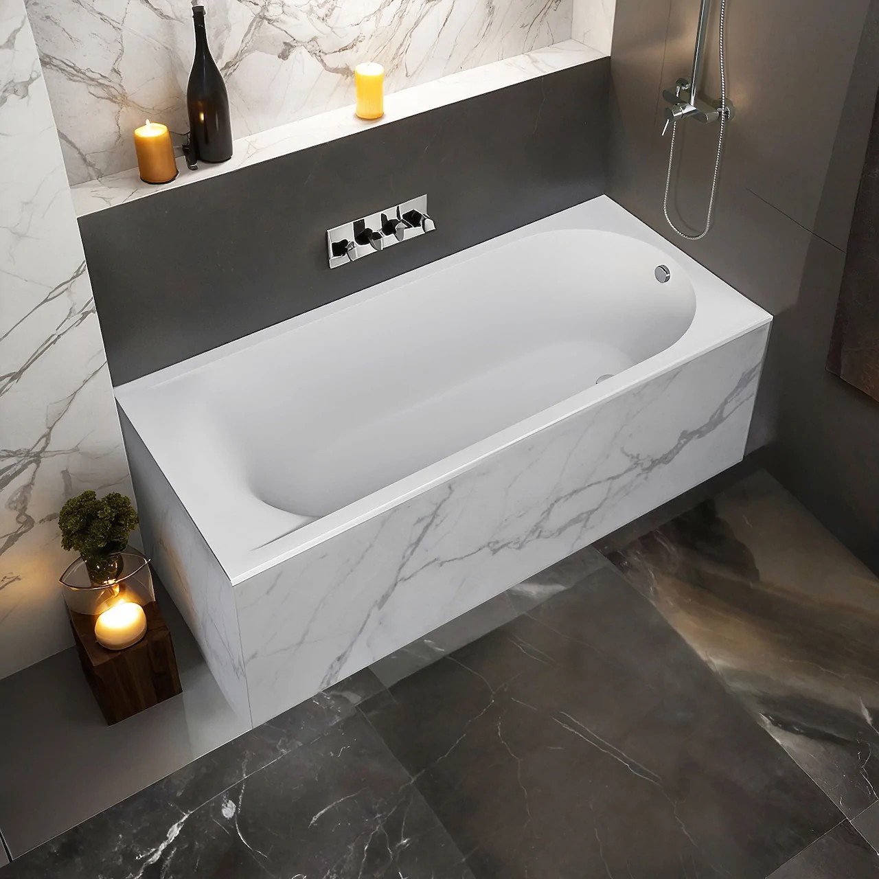 Мраморная ванна BAS Афина Solid Surface 170x75