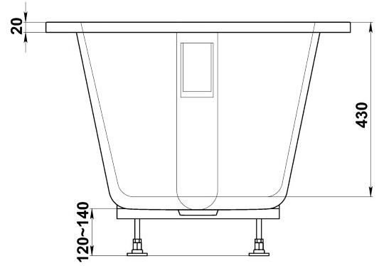 Мраморная ванна BAS Афина Solid Surface 170x75