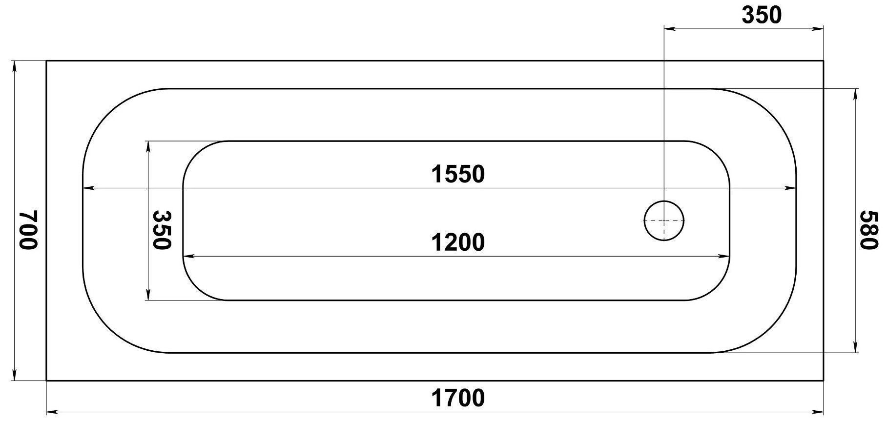 Акриловая ванна BAS Лира 170x70