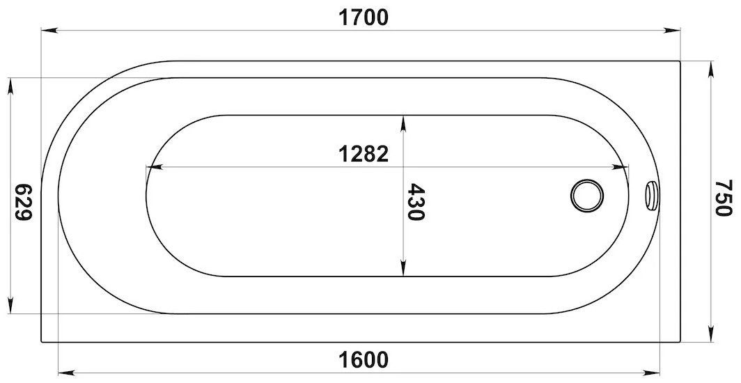 Акриловая ванна BAS Веста 170x75 левая, В 00143