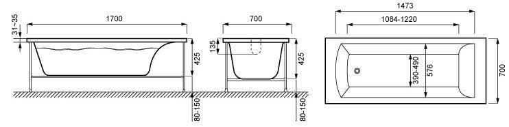 Ванна акриловая Jacob Delafon Ove 170x70