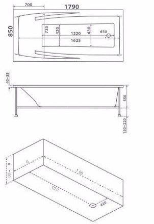 Акриловая ванна BAS Эвита 180x85