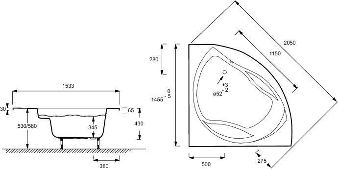 Ванна акриловая Jacob Delafon Presqu'ile 145x145