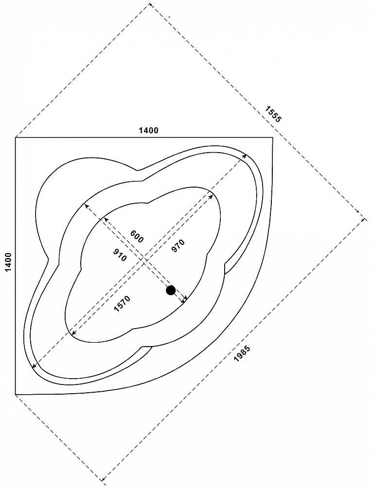 Акриловая ванна BAS Имейджен 139x139