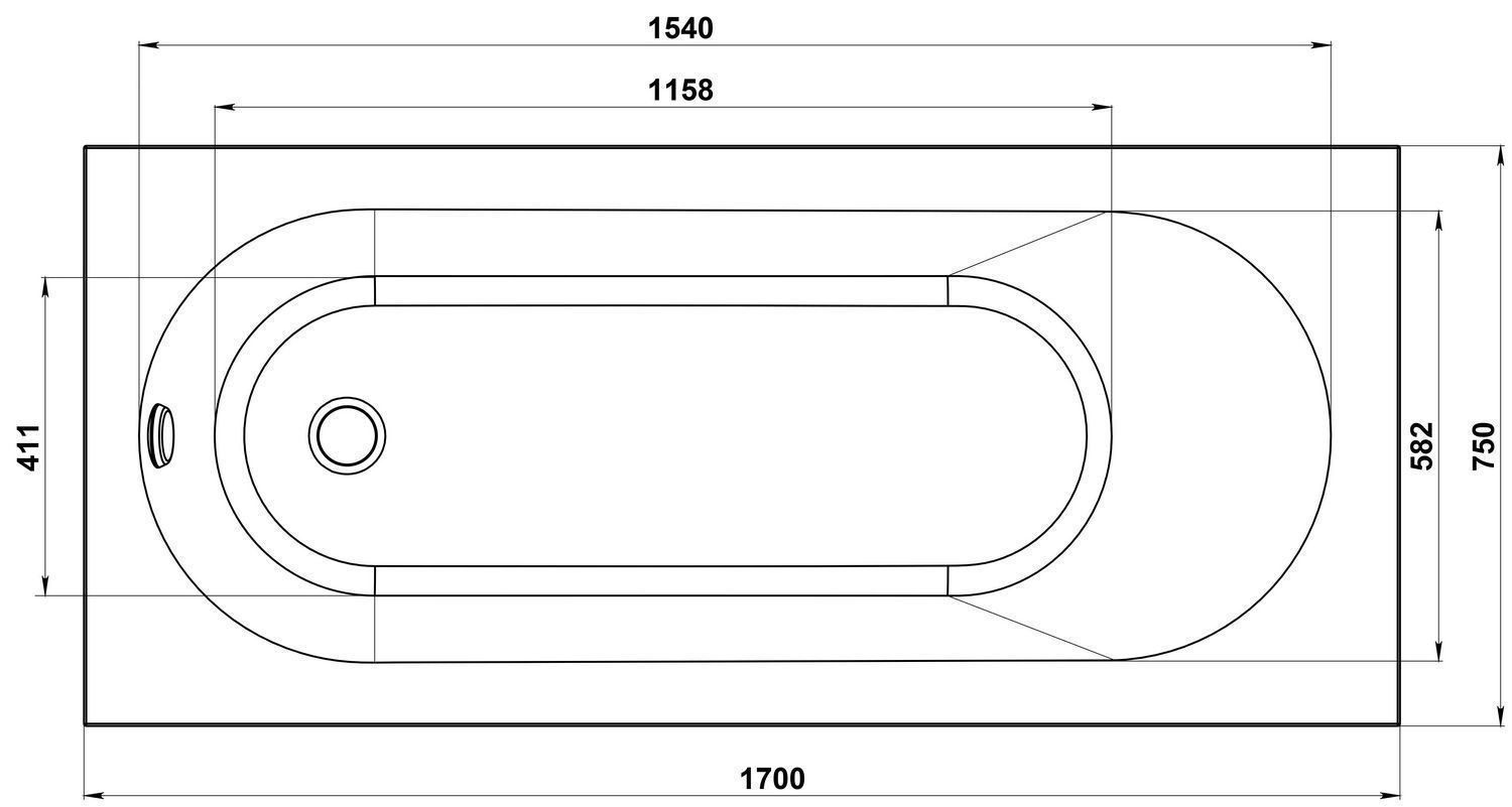 Мраморная ванна BAS Марбея 170x75