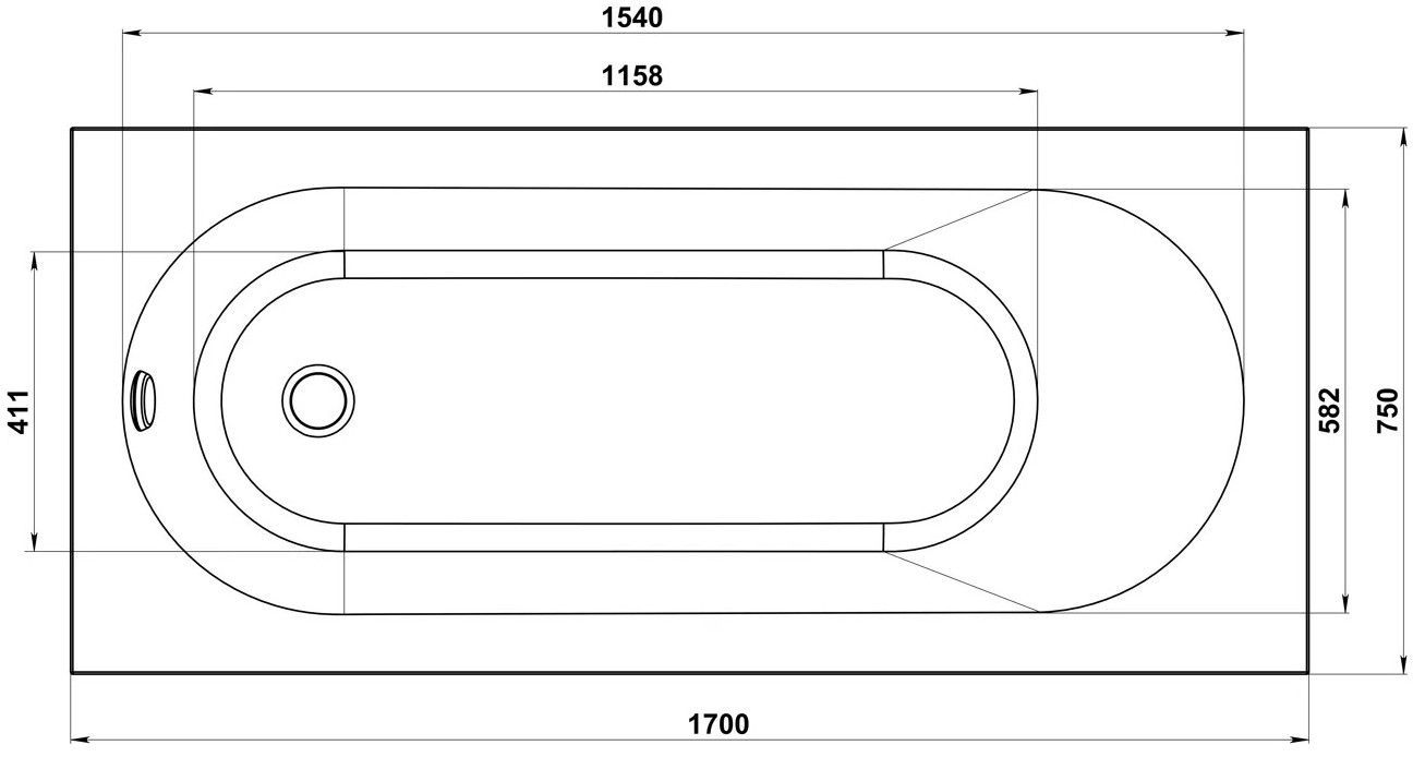 Акриловая ванна BAS Орион Pro 170x75