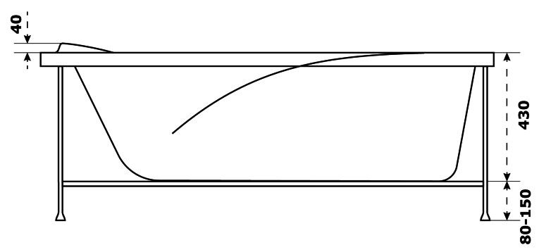 Акриловая ванна BAS Толедо 170x75
