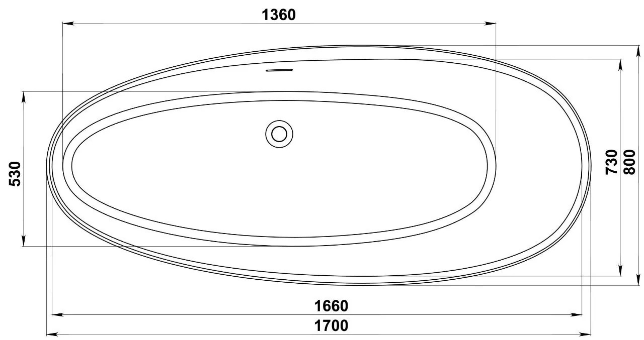Ванна отдельностоящая BAS Иннова 170x75 белый матовый Solid Surface