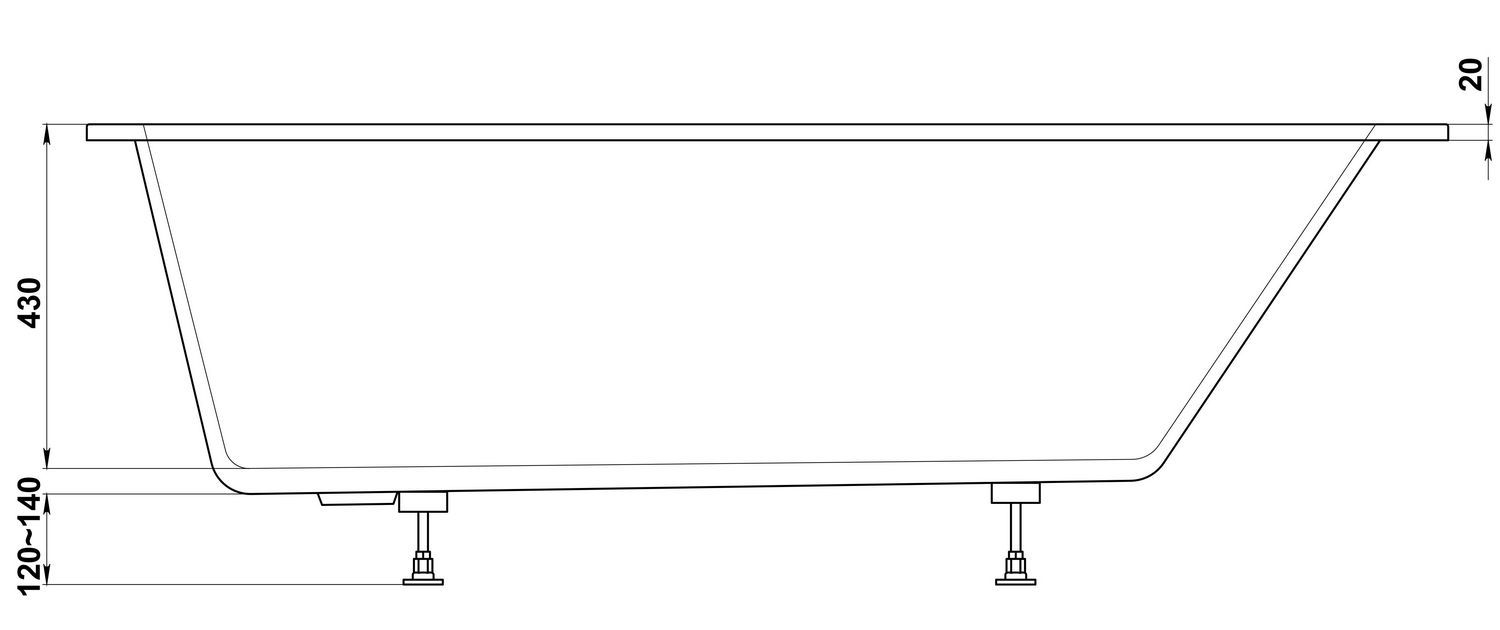 Мраморная ванна BAS Марбея 170x75