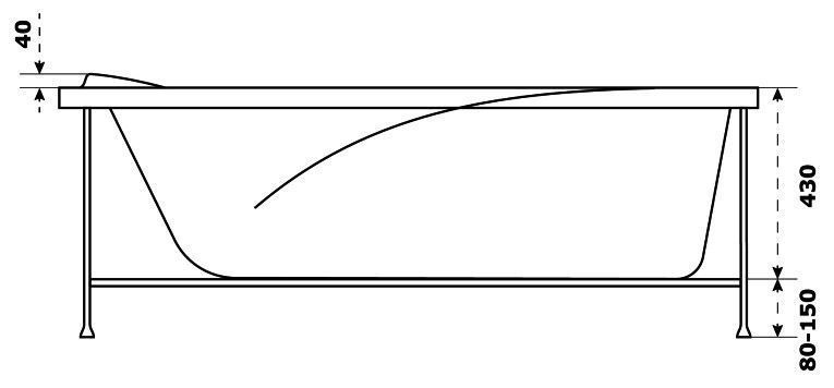 Акриловая ванна BAS Кварта 180x80