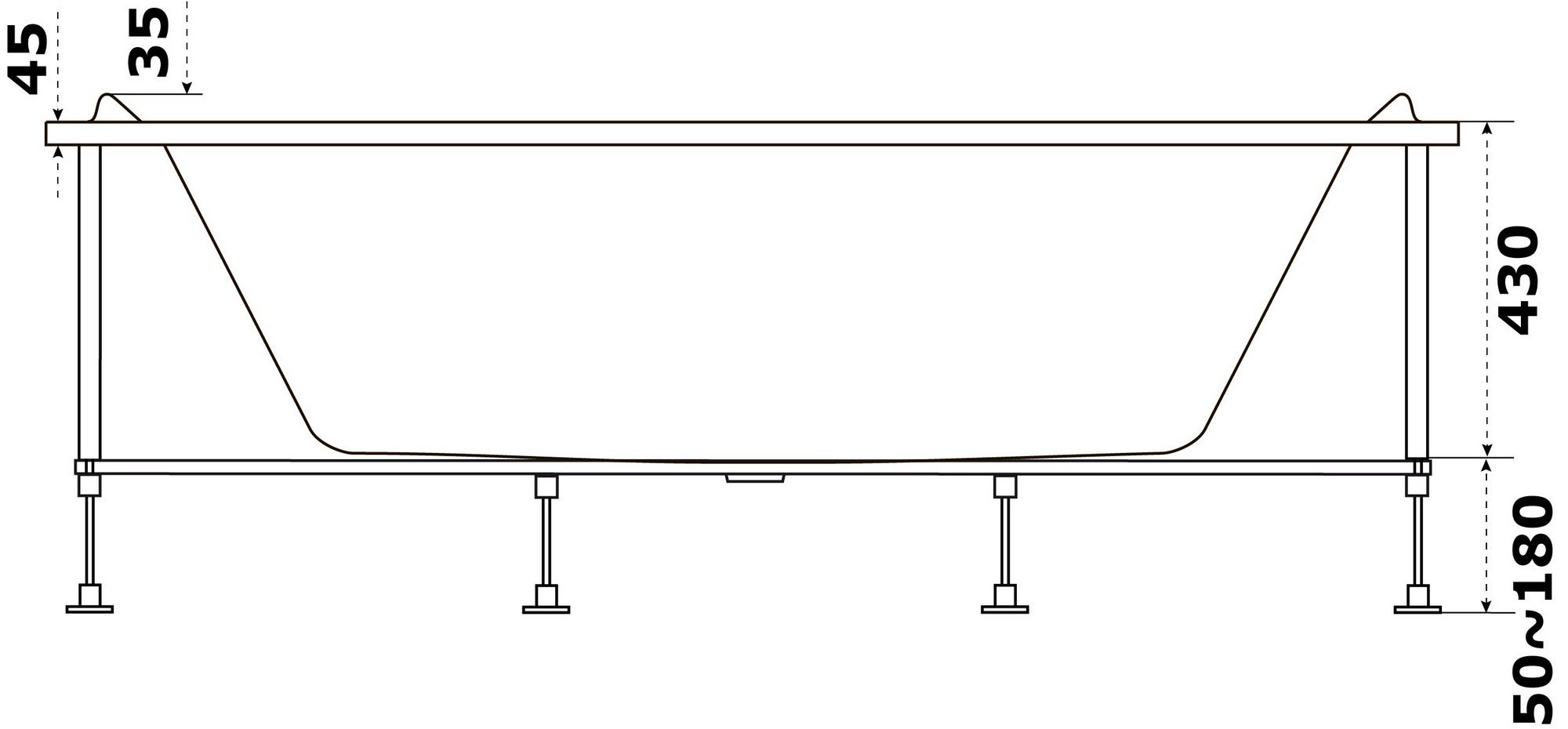 Акриловая ванна BAS Мале 180x80