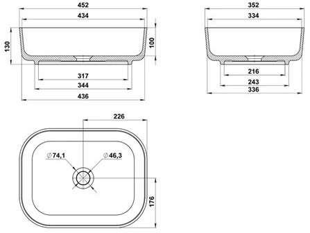 Раковина Good Door Solid Surface Соло 45x35 белая