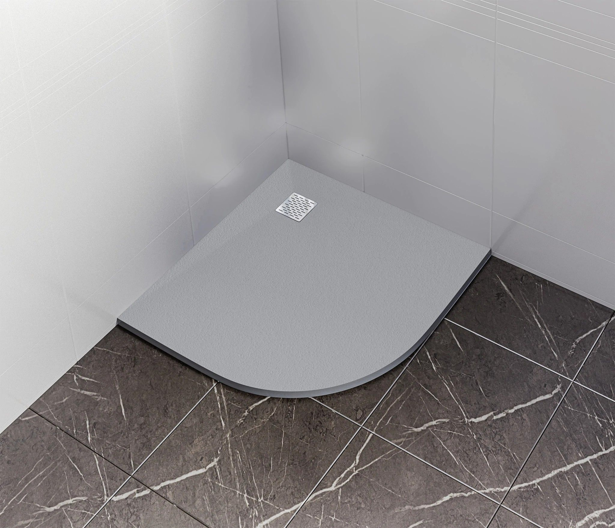 Мраморный душевой поддон Good Door Essentia R серый