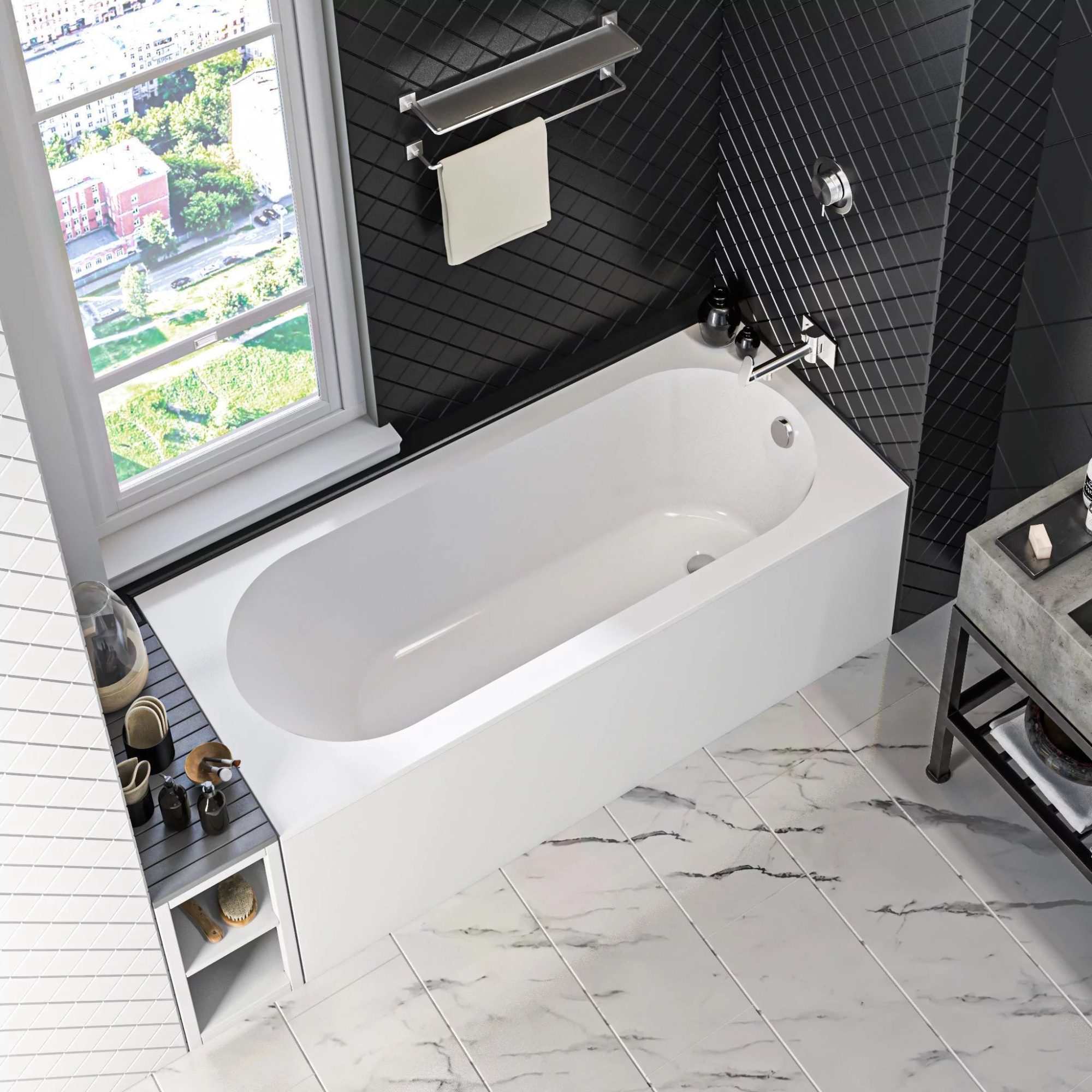 Мраморная ванна BAS Марбея 170x75